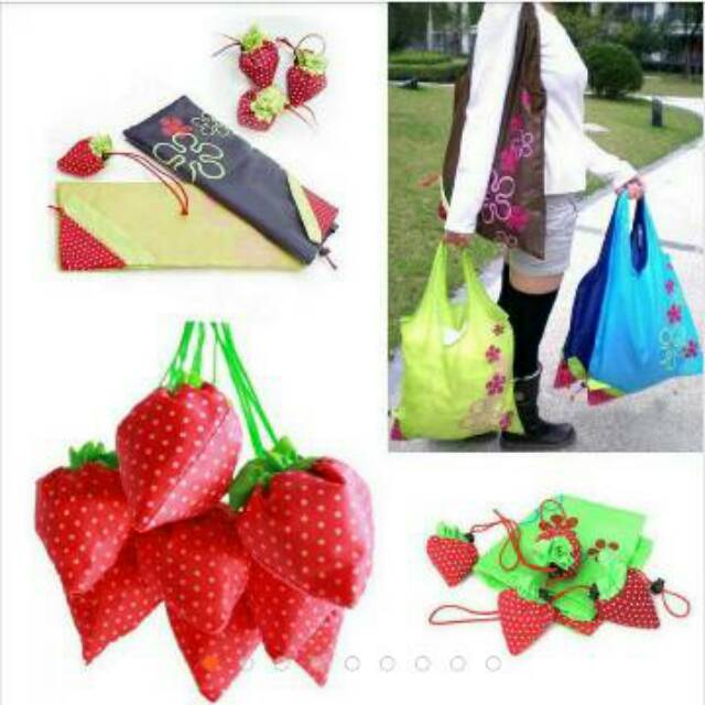 Tas Lipat Strawberry / Baggu Shopping Bag / Tas Belanja