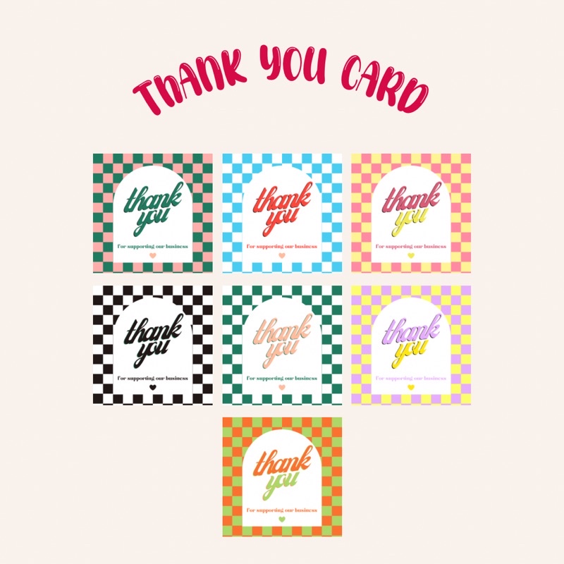 

THANK YOU CARD COLORFULL PLAID SIZE 5 x 5 cm