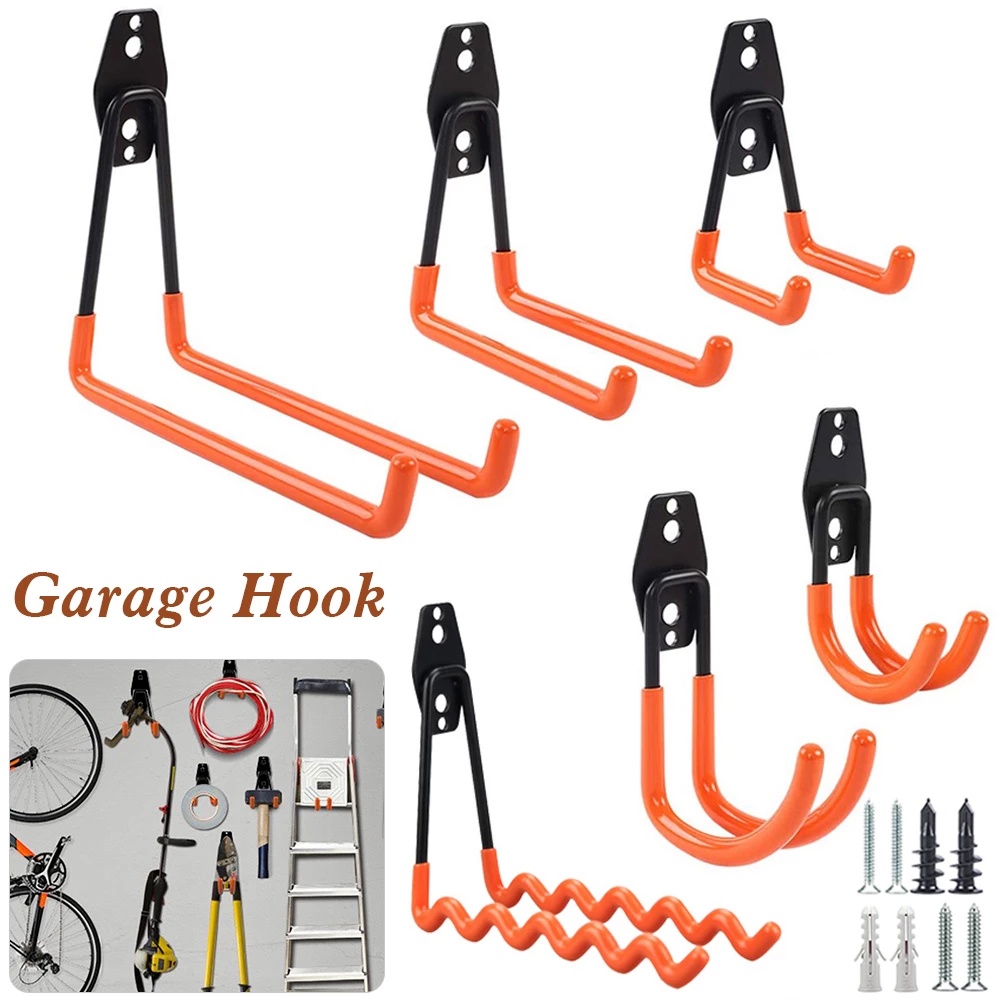 Wall Mount Garage Bike Hanger Hook/ Heavy Duty Garage Storage Hooks Steel Tool Hangers,for Garden Tools, Ladders, Bikes, Bulky Items