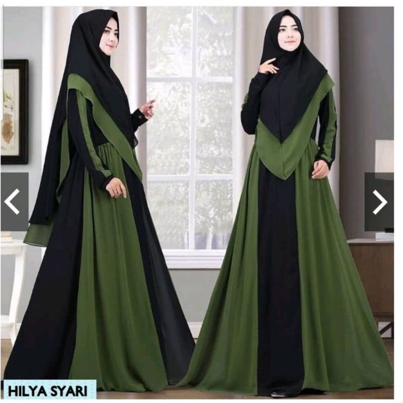 BAJU KONDANGAN GAMIS SYARI HILYA DRESS WANITA MUSLIMAH MODEL TERBARU 2022 SET 2IN1 GAMIS DAN HIJAB