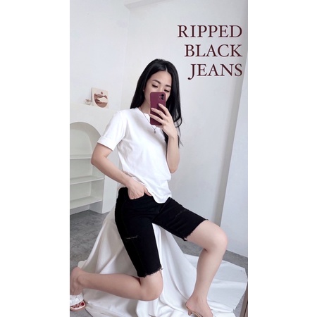 biker jeans highwaist ( STRETCH JEANS) RIPPED &amp; POLOS