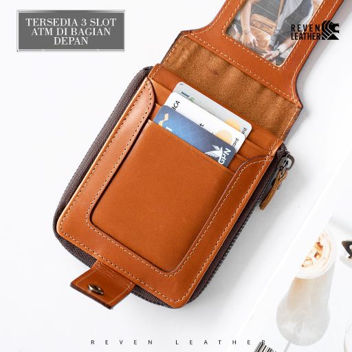 Dompet Pendek Pria Kulit Asli Model Kancing Resleting Dompet Cowok Lipat Keren Kulit Sapi Asli Premium Gerald Wallet Original Reven Bonus Box