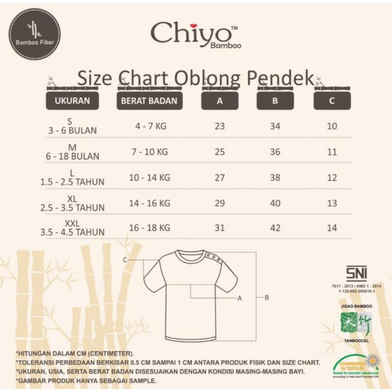 CHIYO BAMBOO Setelan Oblong Pendek &amp; Celana Panjang Size 4 - 24 Bulan