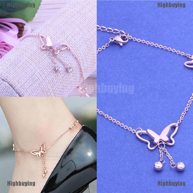 Gelang Kaki Rantai Warna Rose Gold