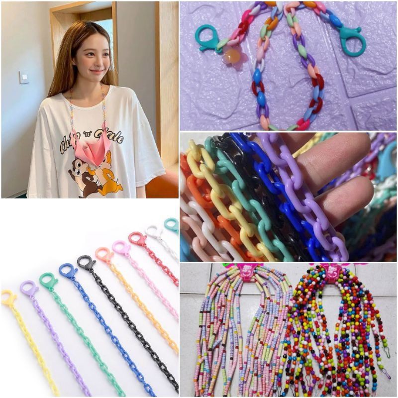 HOT SALE ABISIN STOK! kalung masker mutiara / tali pengait masker hijab / kalung strap mote / kalung masker korea