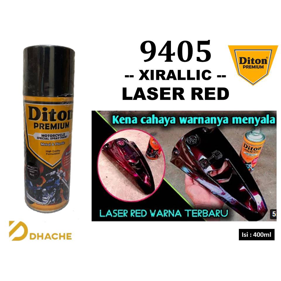 Cat Pilox Semprot Diton premium XP 9405 Xirallic Laser Red 400cc Warna Merah Sepeda Motor Mobil Velg Mesin Bodi