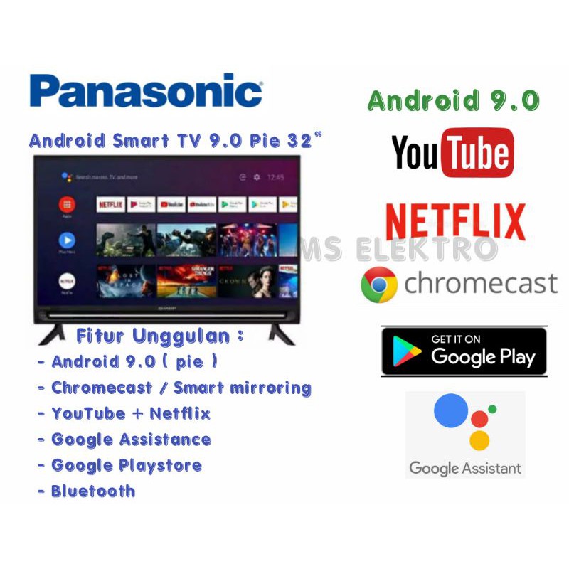 TV LED Panasonic 32 inch Smart Android HD usb movie digital dvbt2