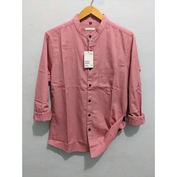 Kemeja Panjang Shanghai Pria H&amp;M | Kemeja Pria Soft Twill Katun Peach