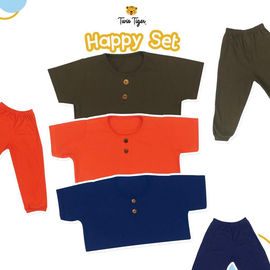 PROMO SALE TWIN TIGER SETELAN HAPPY SET SETELAN PLAYSET SETELAN BAJU PENDEK CELANA PANJANG 1-5 thn