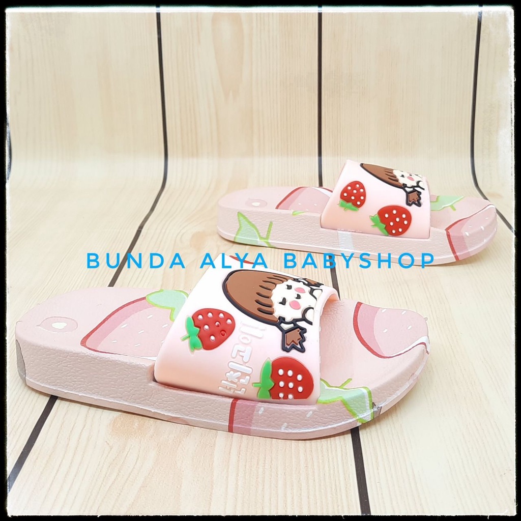 Sandal Anak Perempuan IMPORT Umur 3 4 Tahun Motif Kartun PINK Elastis - Sendal Anak Cewek Elastis Anti Licin Size 25 - 33