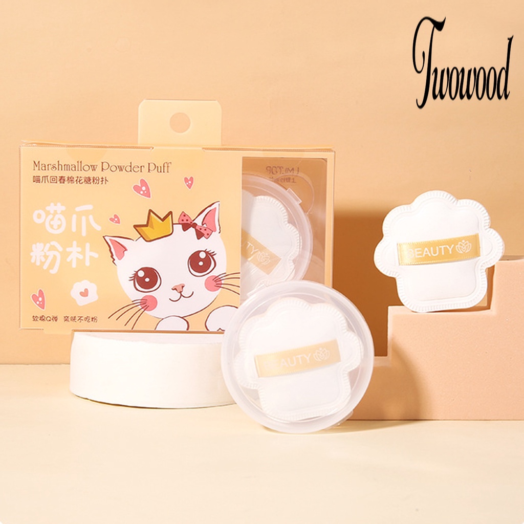 Twowood Spons Puff Air Cushion Bentuk Telapak Kaki Kucing Elastisitas Tinggi Multifungsi