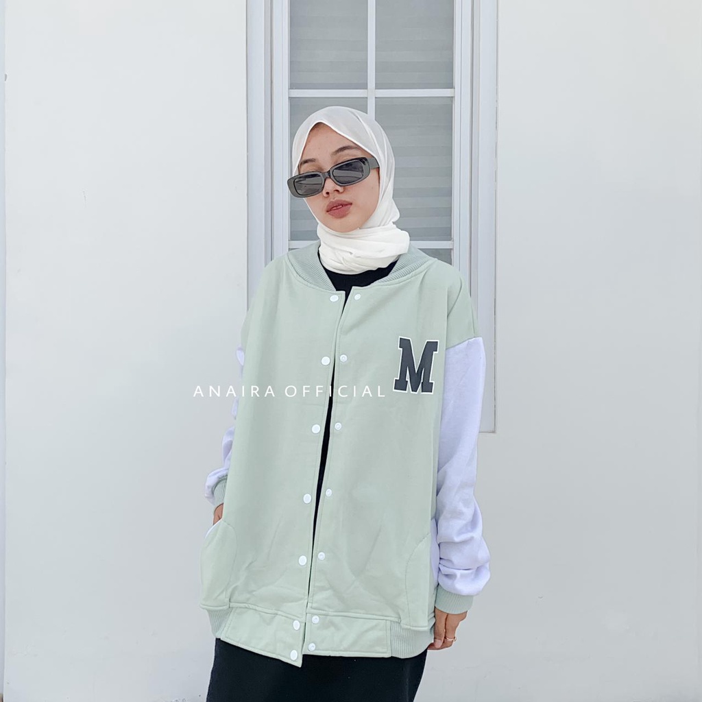 JAKET BASEBALL WANITA &quot;M&quot; SWEATER BASEBALL WANITA BASEBALL CEWEK