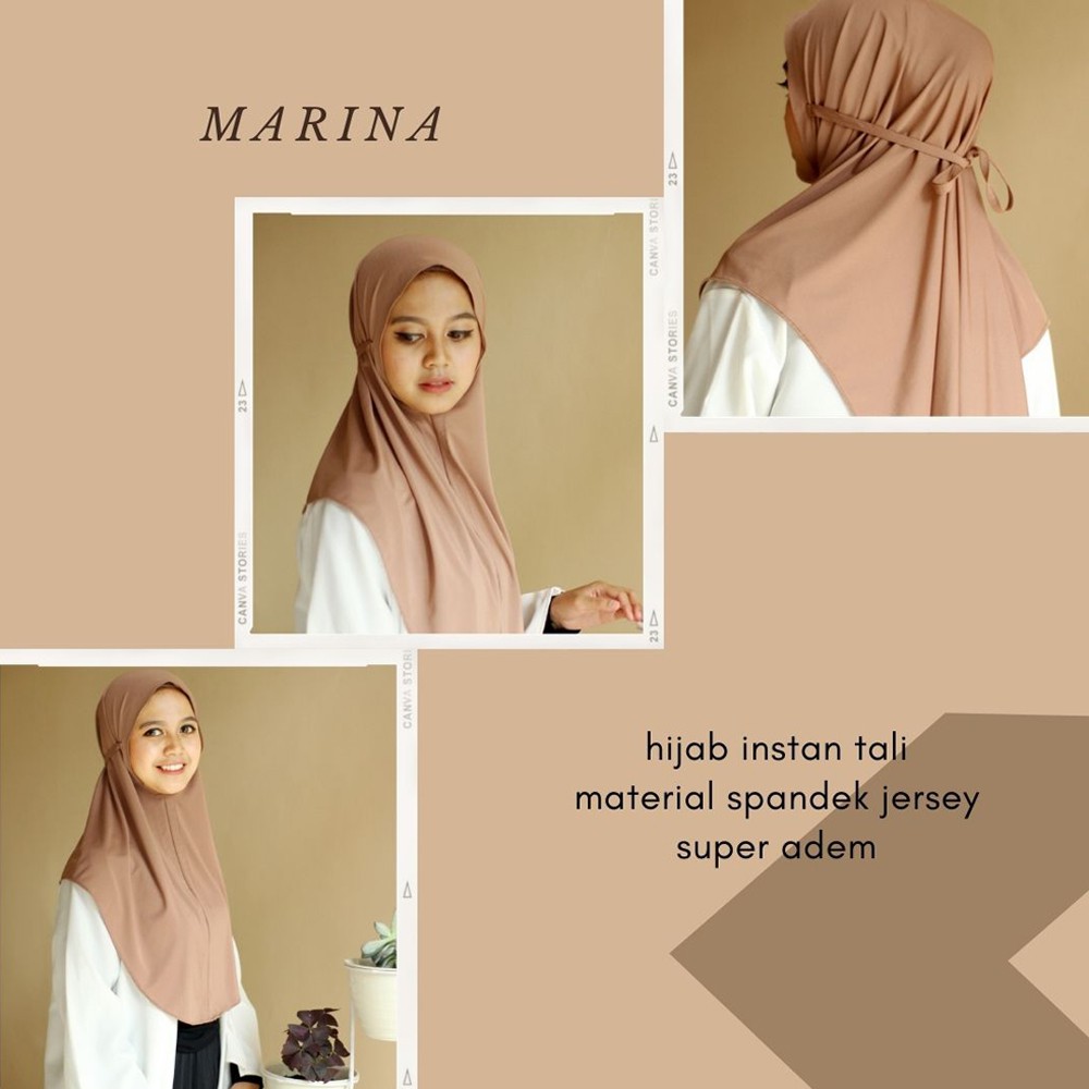 HIJAB BERGO JERSEY / HIJAB INSTANT TERBARU /JILBAB HIJAB KERUDUNG BERGO TALI INSTAN JERSEY SPANDEK ADEM MARINA