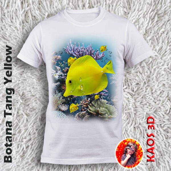 Kaos Botana Tang Yellow / tshirt ikan hias laut Botana Tang Yellow ukuran anak dan dewasa