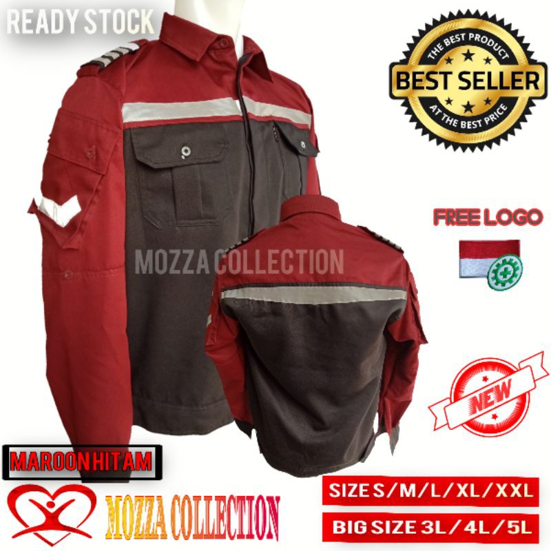 BAJU SAFETY PROYEK KOMBINASI HITAM MAROON ORIGINAL TERBARU
