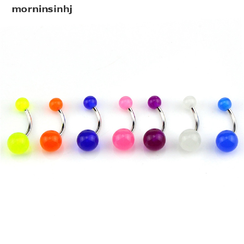 Mornin 7pcs / Set Anting Tindik Perut / Pusar Glow In The Dark Untuk Wanita