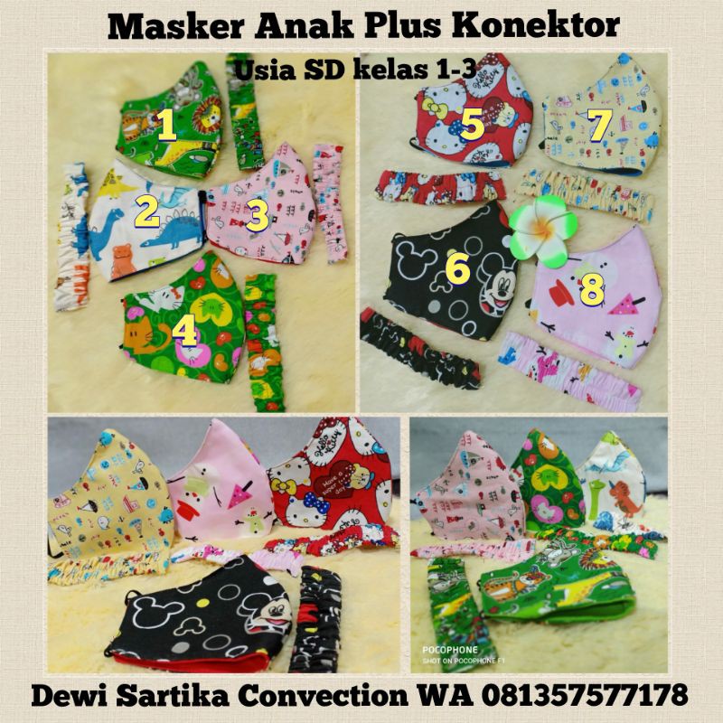 Masker anak karakter plus konektor