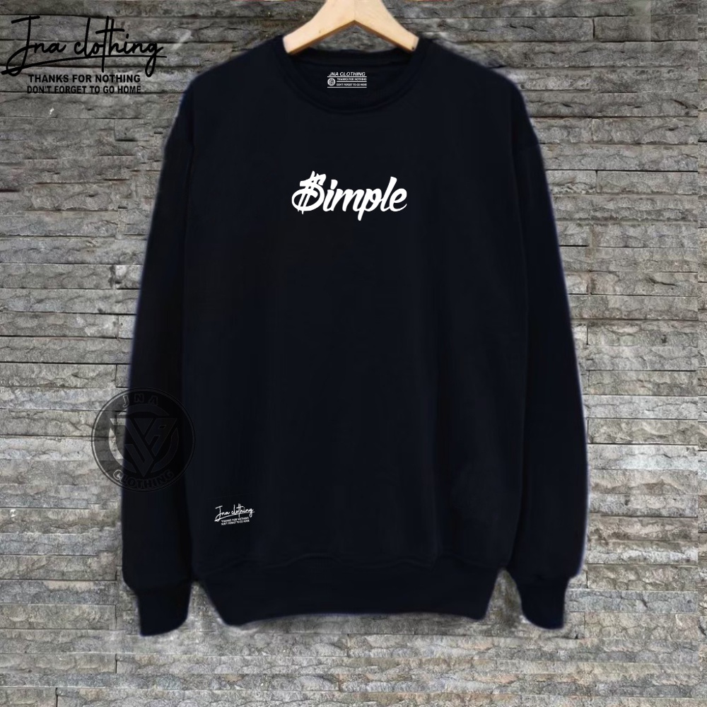 Sweater Crewneck Pria Distro List Simple Hitam Switer Oblong Pria Krunek Cowok Keren Suiter Oversize Fleece Tebal