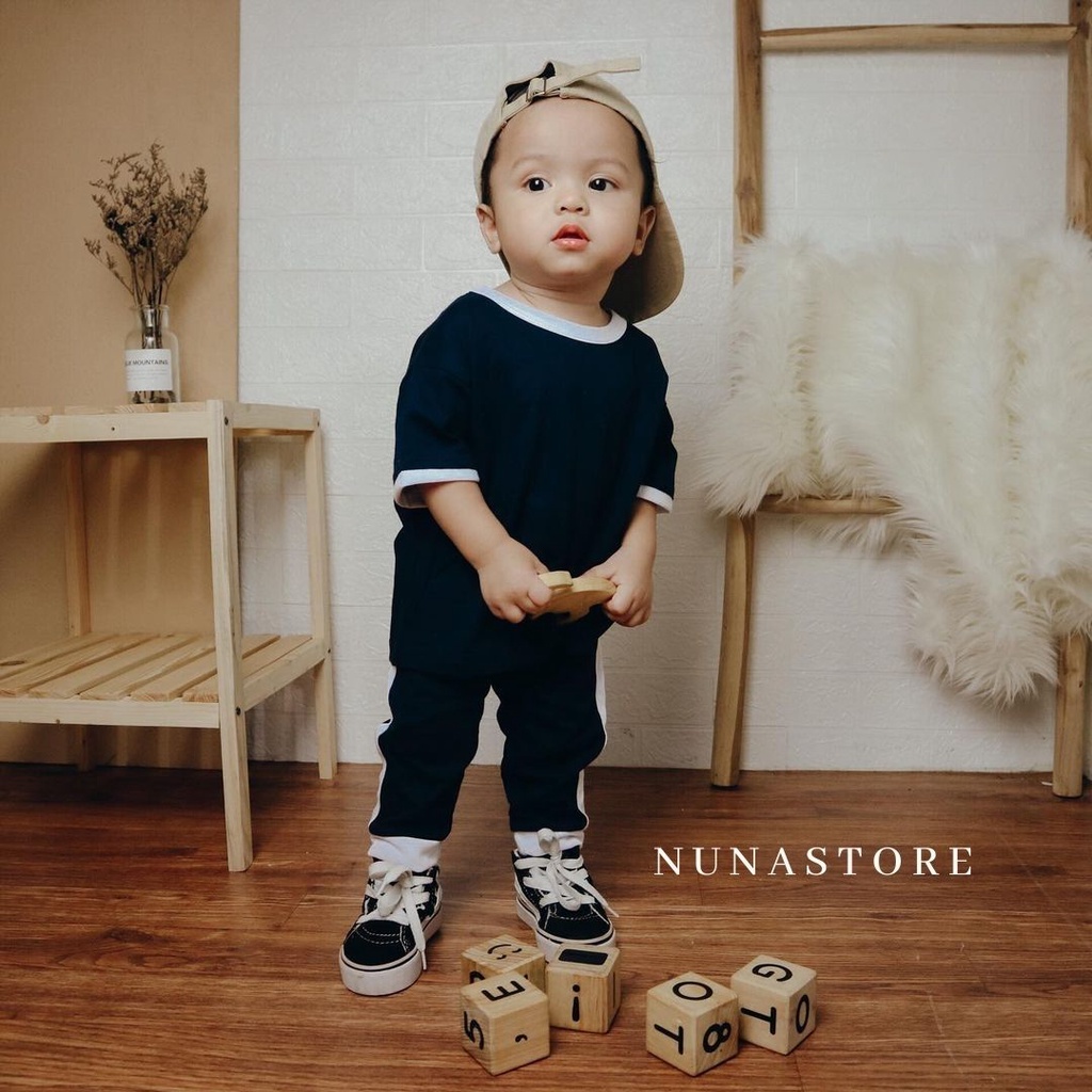 Nuna Store baju anak perempuan baju anak laki laki / Setelan Polos KAOS LIST PANJANG / setelan unisex Usia 0-3 Tahun