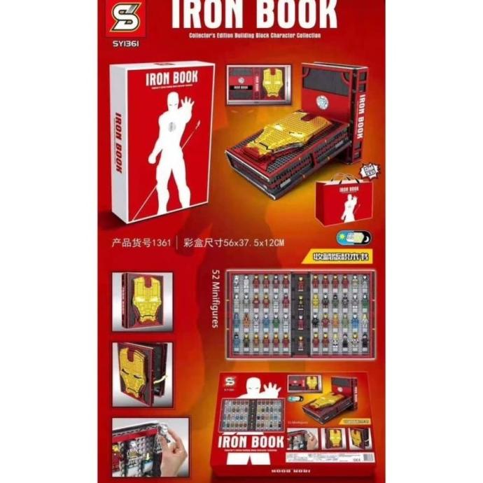 SY1361 Iron Book Iron Man Hall Armor Minifigure Brick DIY Lepin 1361
