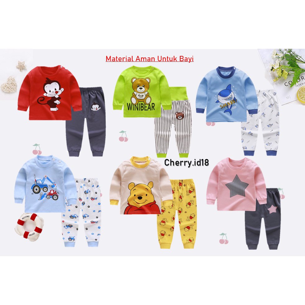 (0Bln-4Thn) COD Setelan Piyama Bayi / Setelan Piyama Anak / Piyama Anak Import / Piyama Bayi Import / Pajamas PY12