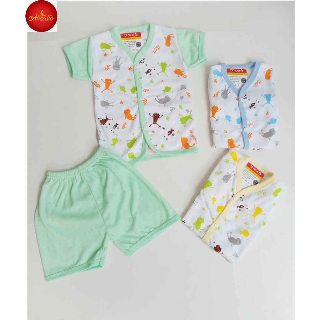 Baju Bayi Tangan Pendek Motif Animal Dapat 3 Stel