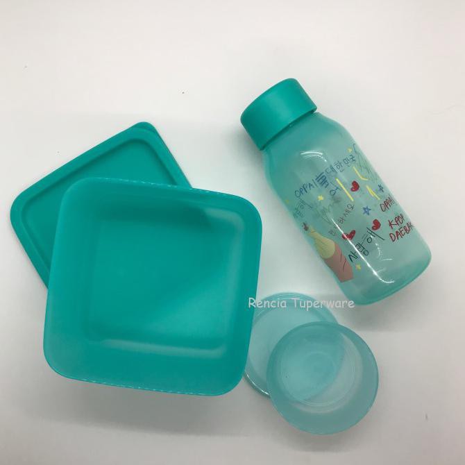 Lunch Set Tuper Small Summer Eco Fancy Bottle 350ml Bekal - Ungu