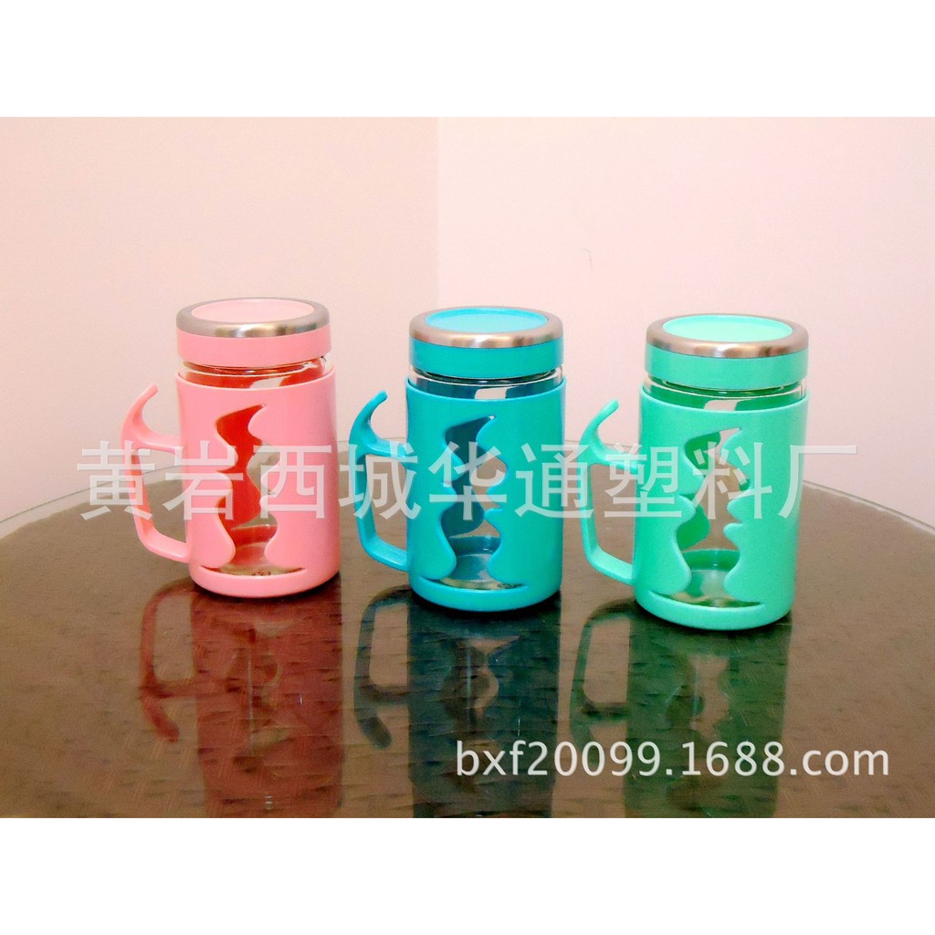 Gelas Botol Kaca / Cangkir Kaca 500 ml +Penutup motif