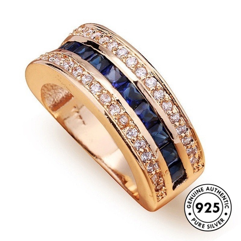 Cincin Lapis Emas 18k Bahan 925 Sterling Silver Untuk Pria Dan Wanita