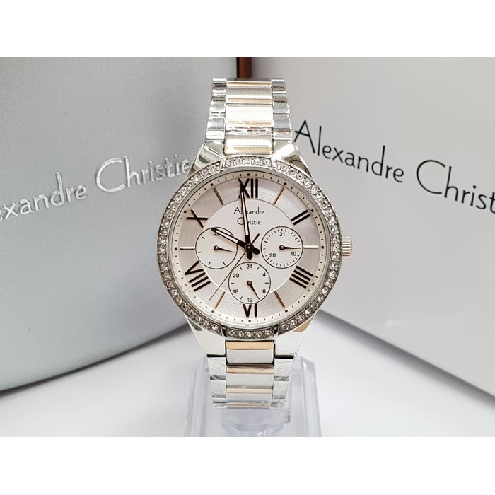 Jam Tangan Wanita Alexandre Christie AC 2718 Silver Rosegold Original