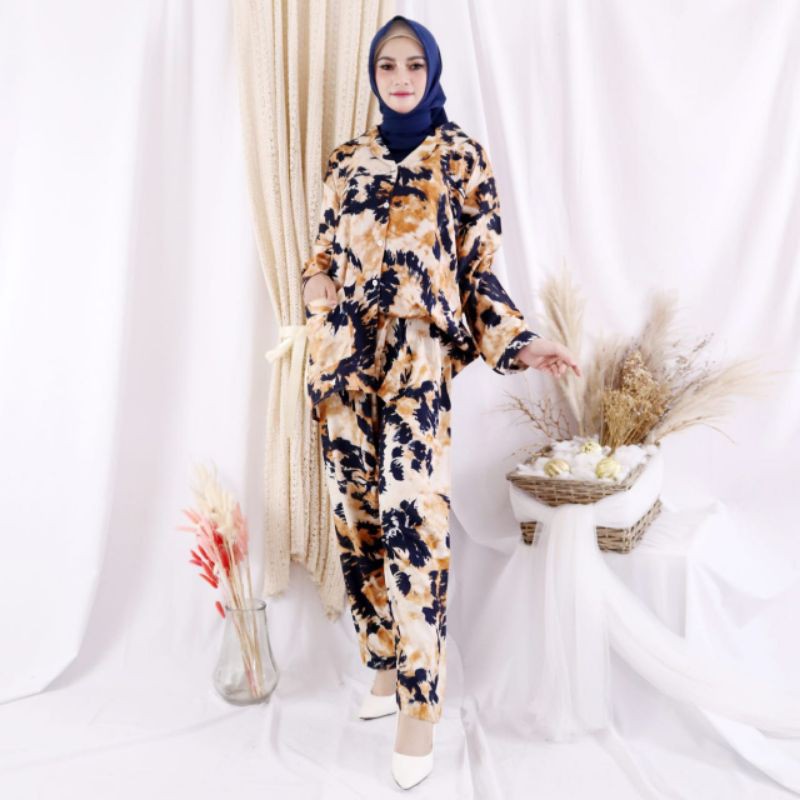 JOSJOLI_STORE/Piyama PP DINAR/Piyama Rayon Tie Dye XXL Kekinian/Pakaian Tidur Wanita