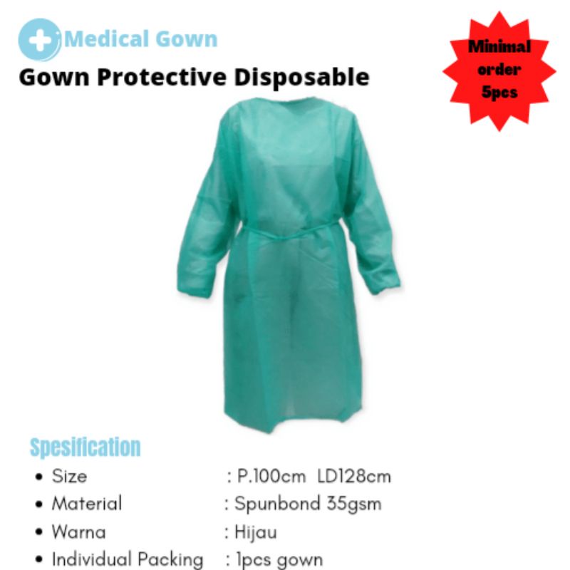 PROMO GOWN DISPOSABLE 35GSM HIJAU