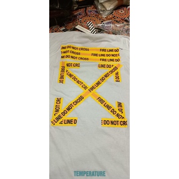 HYPER SALE Preloved Second Thrift NBWT Baju Kaus Off White Fire Taped S/S Mature Unisex 2013 Authent