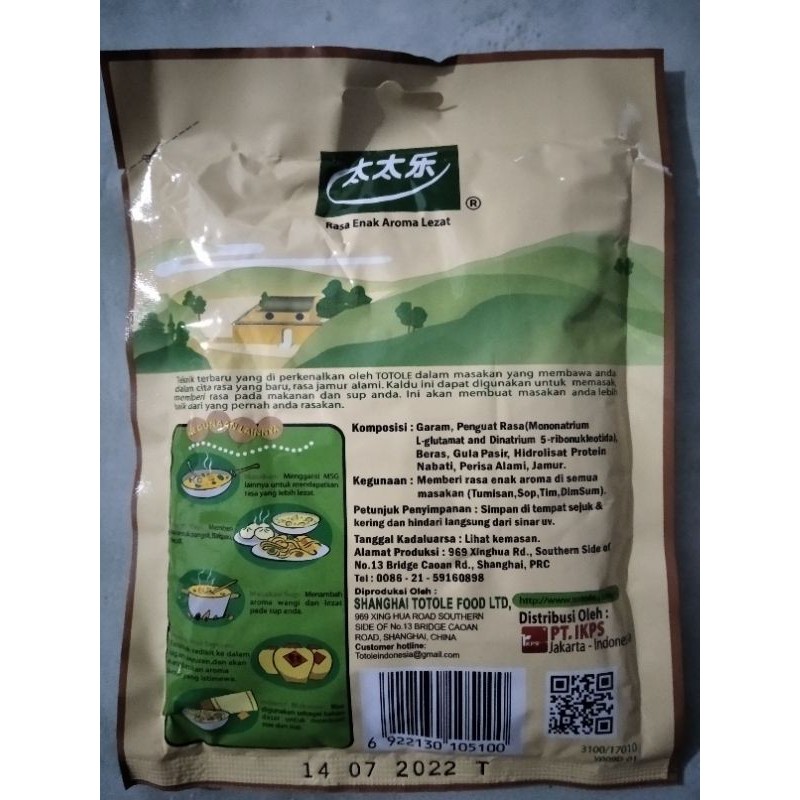 Kaldu bubuk jamur totole vegan food penyedap rasa alami bumbu masak halal 80 gram