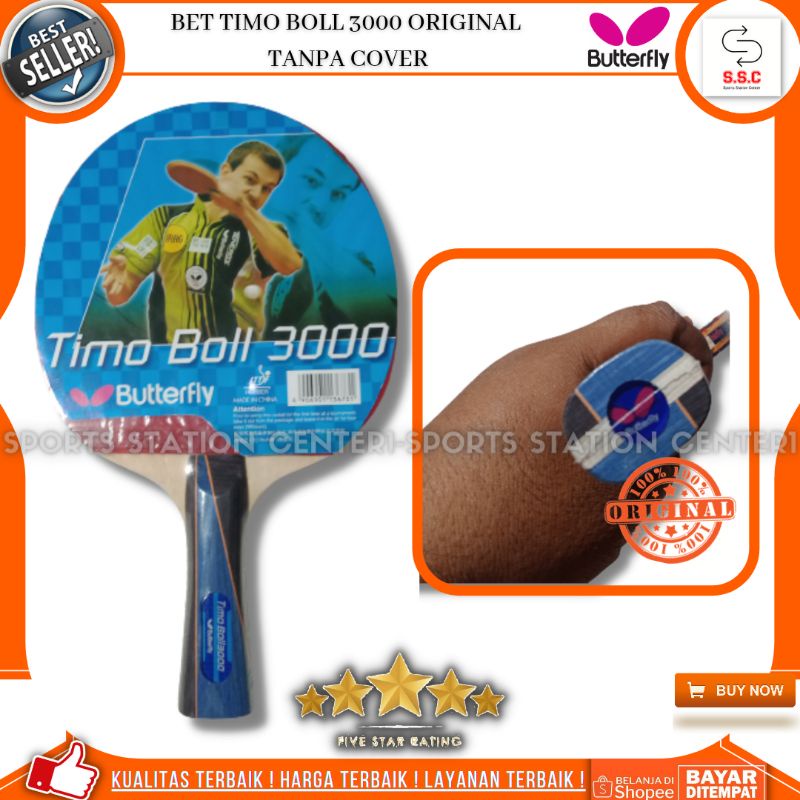 Timo Ball 3000 Butterfly Bet Tenis Meja Pingpong Asli Tanpa Cover