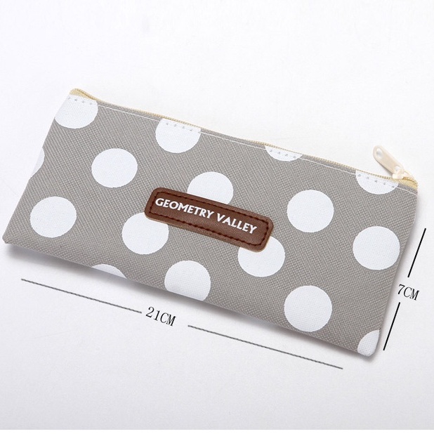 TP2 Kotak Pensil Tepak Geometry Valley Kotak Polkadot Hitam Krem Grey Abu Transparan Sekolah Korea alat tulis Tas Penyimpanan Kosmetik Sekolahan Kantoran wadah bolpen Dompet