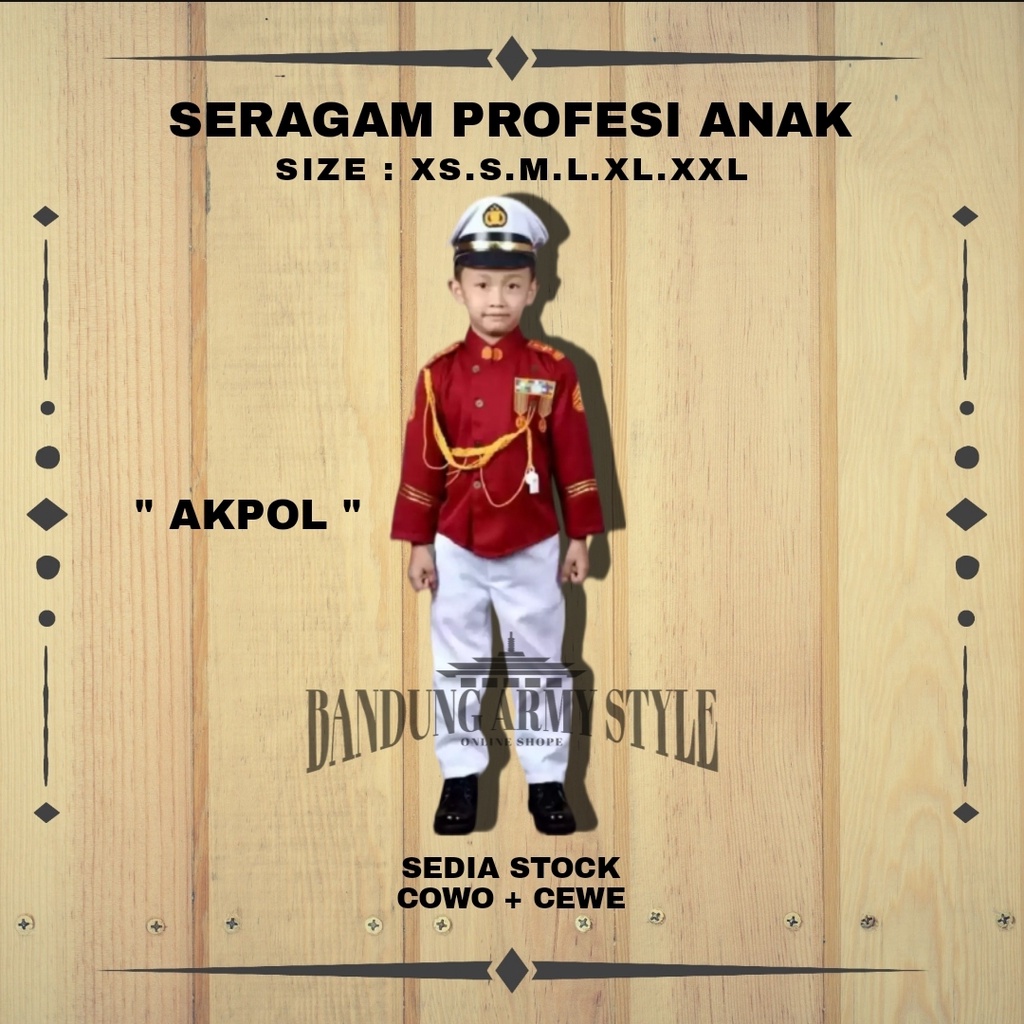 SERAGAM AKPOL ANAK/KOSTUM AKPOL ANAK/BAJU PROFESI AKPOL/baju profesi anak/kostum karnaval SRAGAM AKMIL ANAK MURAH BANDUNG