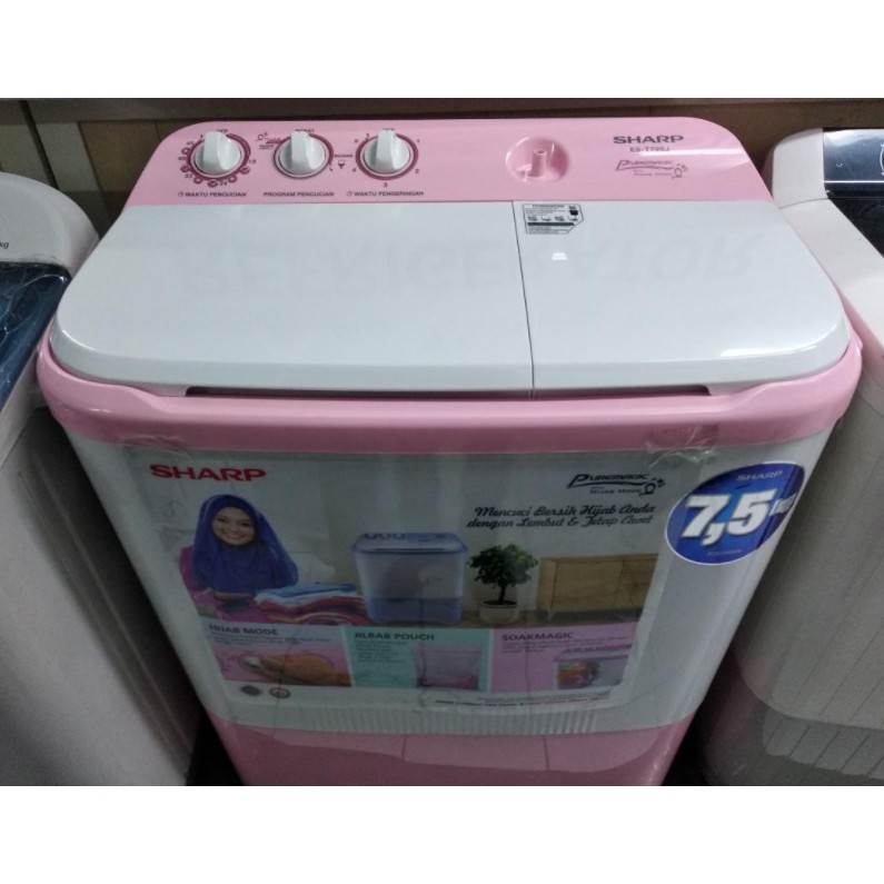 SHARP Mesin Cuci 2 Tabung 7.5 Kg ES-T79SJ Hijab Mode EST79SJ Twin Tub