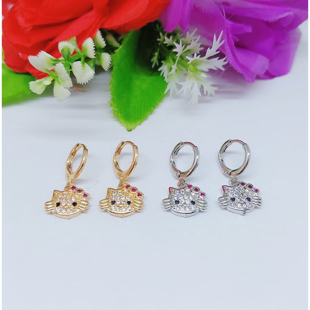 Anting Hello Kitty permata lapis emas perhiasan xuping jewellery 0363-0368