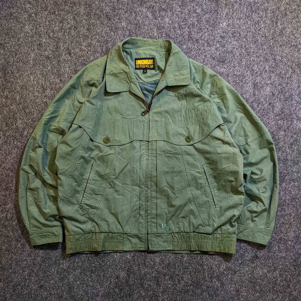 Union Bay Vintage VTG - Jaket Kasual Pria Harrington Cowok Casual Second Bekas Original - JX658