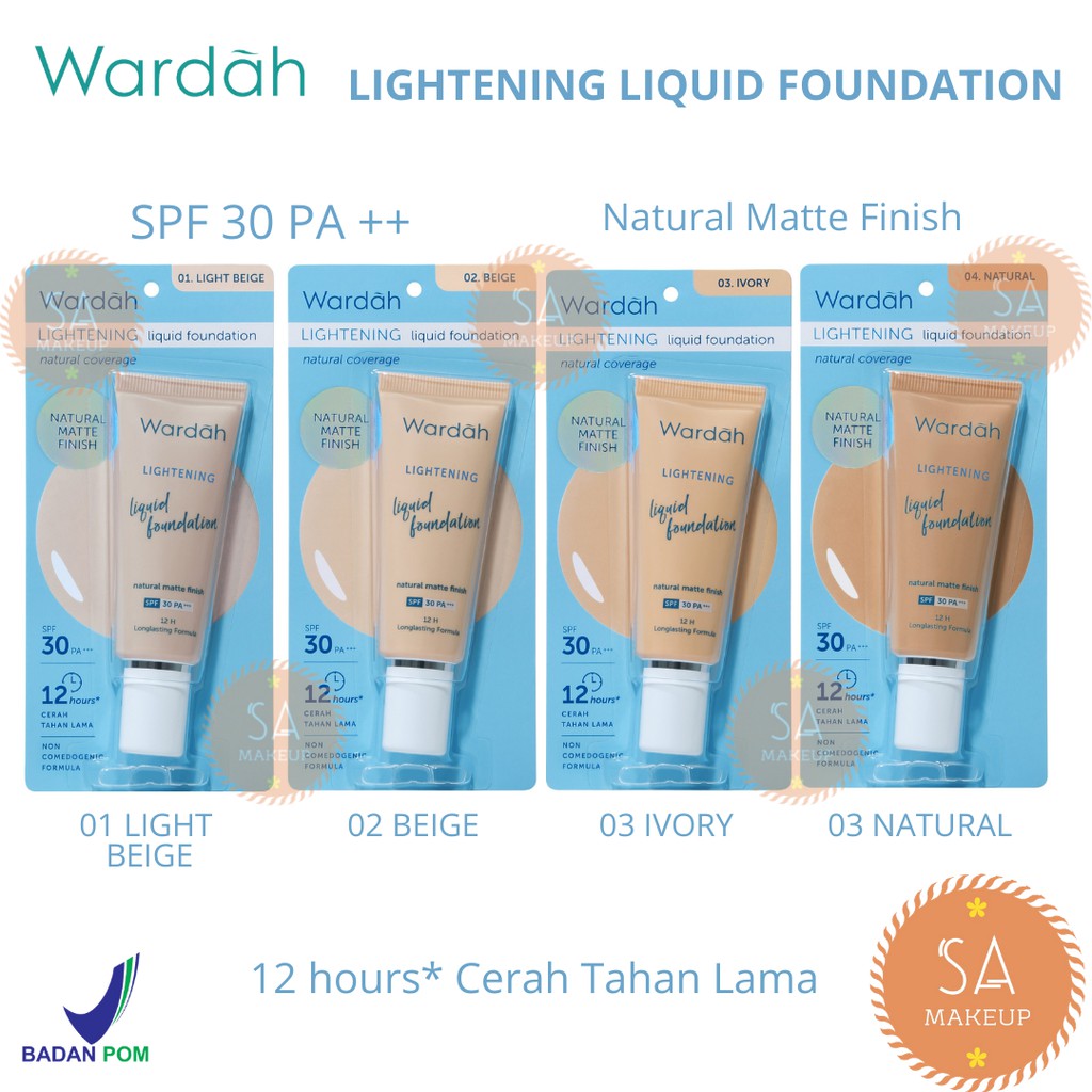 Jual WARDAH Lightening Liquid Foundation 25ml | Wardah Foundation