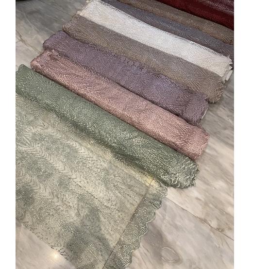 Barang Pilihan.. Bahan Kain Kebaya Brukat Brokat Tile Bordir Premium Elisaab New Series Warna Hijau 