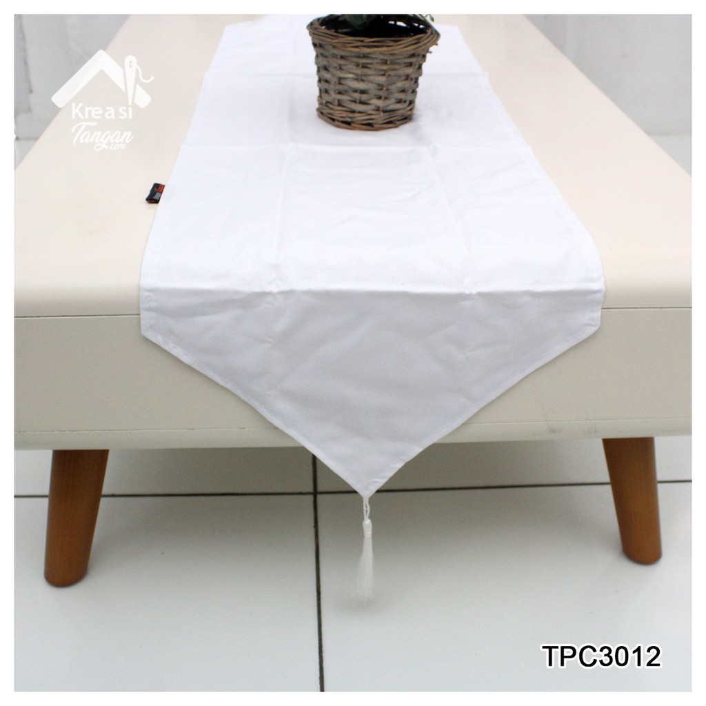 Taplak Meja Polos Table Runner POLOS PUTIH Ukuran 105x30 &amp; 150x35 (TPC3012)