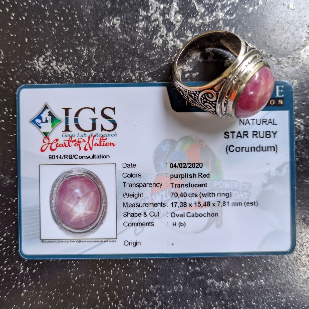 Natural Batu Akik Permata Pink Star Ruby Corundum Mewah Free Memo Lab PRSC03