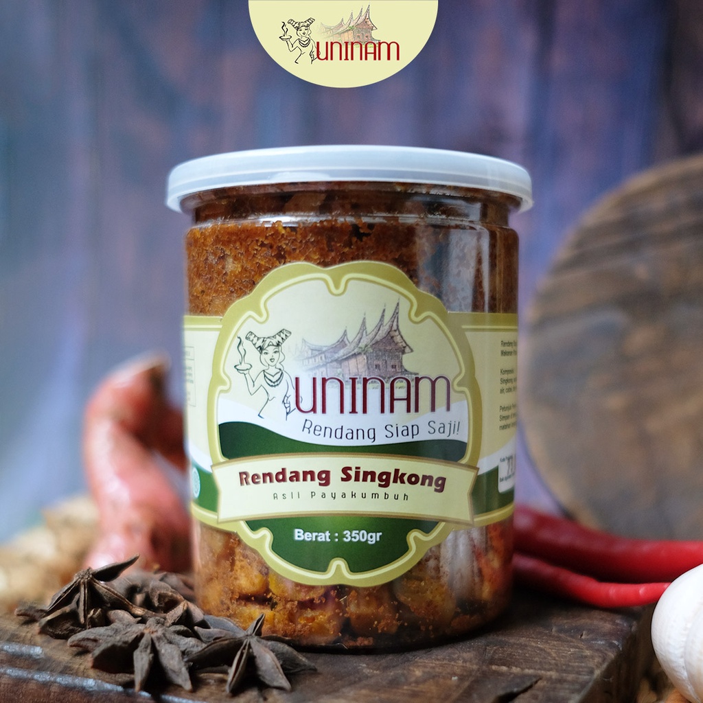 

UniNam Rendang Singkong 350gr / Cemilan Rendang Padang Makanan Kemasan Food Makanan Cepat Saji