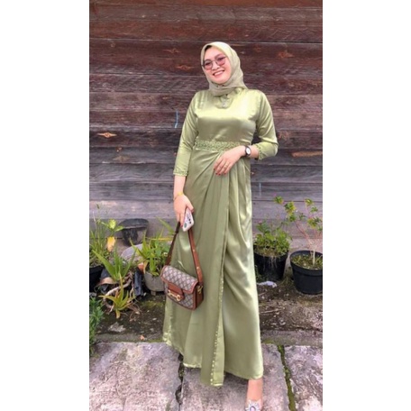READY STOCK COD ✅ ANNISA DRESS PESTA SATIN BRIDESMAID SERAGAMAN WISUDA LEBARAN MUTIARA