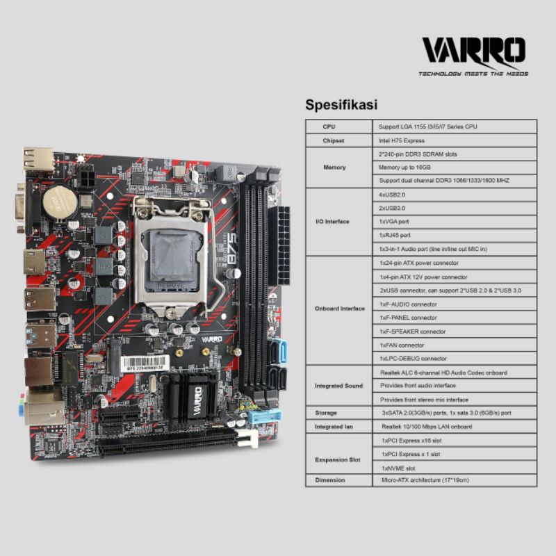 MOTHERBOARD VARRO H61 PLUS