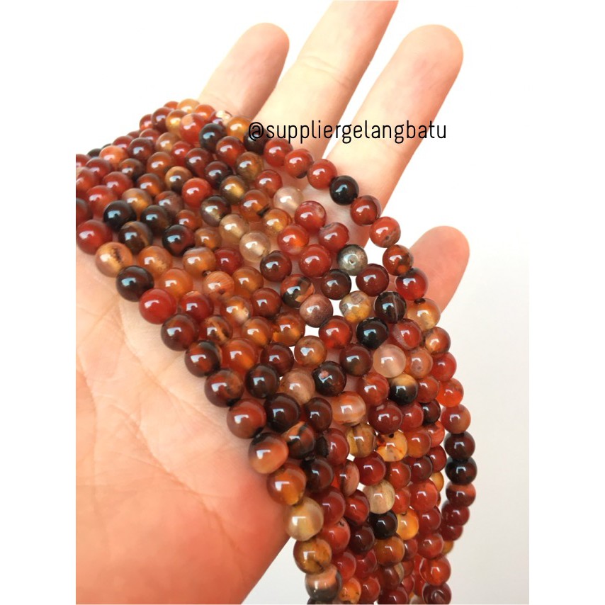 6mm carnelian black red agate hitam merah bahan aksesori supplier alat aksesoris kerajinan craft