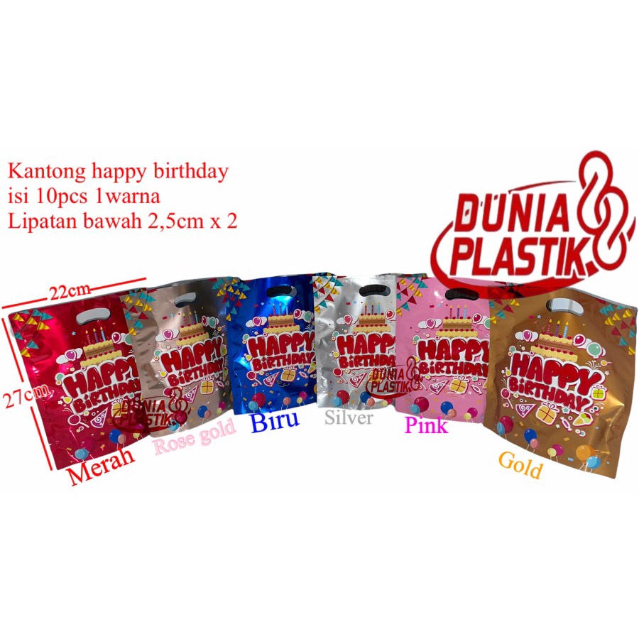 isi10pc KANTONG HBD 22x27cm tas plastik mengkilap souvenir goodie bag bungkus kado ultah ulang tahun happybirthday-3