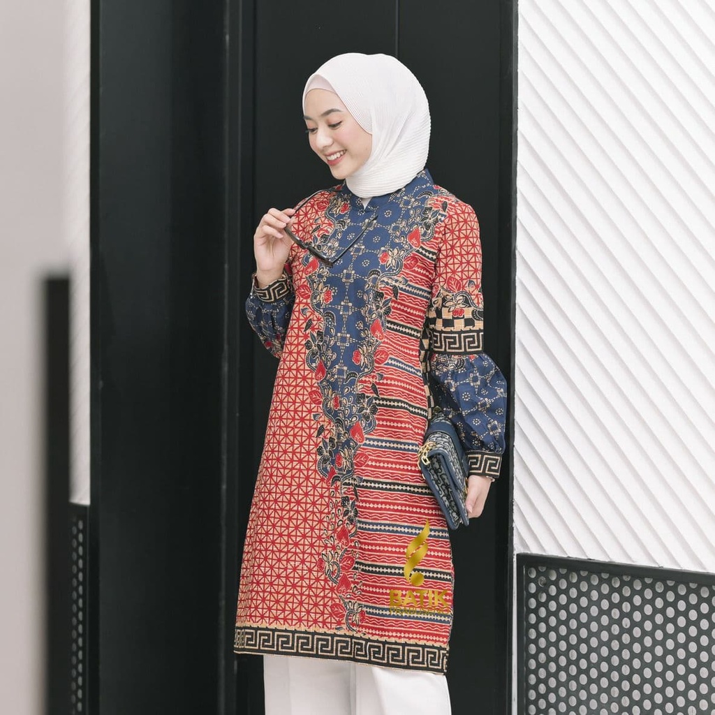 BAJU KEMEJA BATIK WANITA MODERN Prabuseno - Anjar Tunik Batik Wanita Lengan Panjang